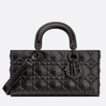 Dior Lady D-Joy Medium Bag Replica in Black Calfskin with Diamond Motif