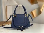 Top Quality Fake Chloe Marcie Small Double Carry Bag in Blue Grained Leather - Image 6