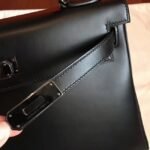 So Black Imitation Hermes Kelly Retourne 32cm French Style Bag - Image 6