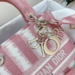 Dior Lady D-Lite Medium Bag Replica in Pink D-Stripes Embroidery - Image 6