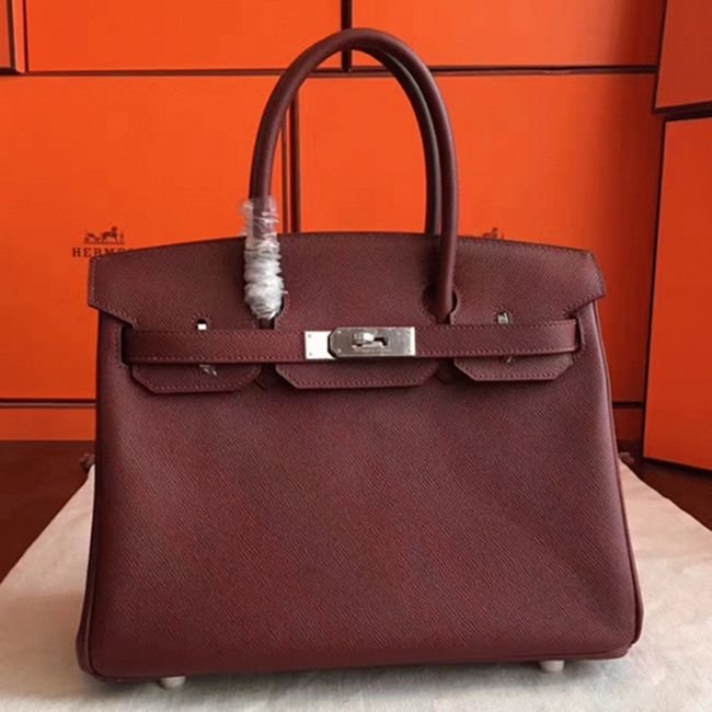 49EB3548-87BF-E643-37E2-7B7EF4769E1E.jpg Bordeaux Knockoff Designer Hermes Birkin 30cm Bag - Image 1