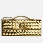 Fake Bottega Veneta Andiamo Clutch with Handle Gold
