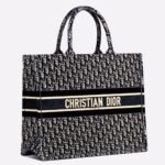 Dior Large Book Tote Bag Replica in Blue Oblique Embroidered Velvet