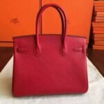 Premium Red Fake Hermes Birkin 30cm High Quality Handbag - Image 7