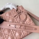 Dior Small Lady Dior My ABCDior Bag Fake in Pink Calfskin with Diamond Motif - Image 8