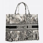 Dior Large Book Tote Bag Fake in Toile de Jouy Carnivora Motif