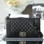 Chanel Boy Sliver Hardware Caviar Cow Leather
