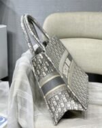 Dior Medium Book Tote Bag Faux in Grey Dior Oblique Embroidery - Image 6