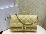 Dior Miss Dior Top Handle Bag Knockoff in Pastel Yellow Cannage Lambskin - Image 9