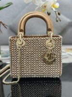 Dior Lady Dior Mini Chain Bag Replica in Square with Strass and Beads - Image 7