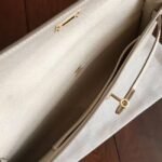 White Epsom Replica Hermes Kelly Cut Clutch Clean Look Bag - Image 7