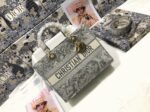 Dior Lady D-Lite Large Bag in Gray Toile de Jouy Reverse Embroidery - Image 5