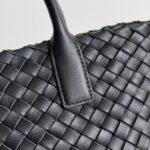 Top Quality Fake Bottega Veneta Cabat Mini Bag In Black Intrecciato Lambskin - Image 9