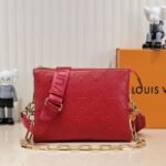 Louis Vuitton Coussin PM Bag In Red With Jacquard Strap