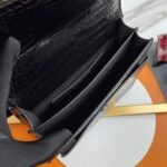 Fake Saint Laurent Sunset Medium All Black Chain Bag Crocodile-embossed Leather - Image 10