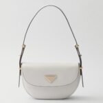 White Prada Arque Shoulder Bag with Flap Replica