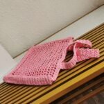 Prada Small Tote Bag Imitation in Pink Woven Raffia - Image 3
