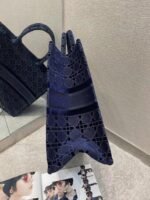 Dior Large Book Tote Bag Knockoff in Blue Cannage Embroidered Velvet - Image 3
