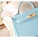 Blue Zephyr Epsom Copy Designer Hermes Kelly 20cm Handbag - Image 4