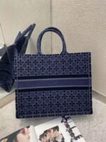 Dior Large Book Tote Bag Knockoff in Blue Cannage Embroidered Velvet - Image 2