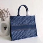 Dior Large Book Tote Bag Imitation in Denim Blue Dior Oblique Canvas - Image 2