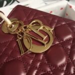 Dior Lady Dior Medium Bag Replica in Bordeaux Lambskin - Image 6