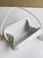 Replica Bottega Veneta Knot Minaudiere On Strap White Foulard Intreccio Leather - Image 4
