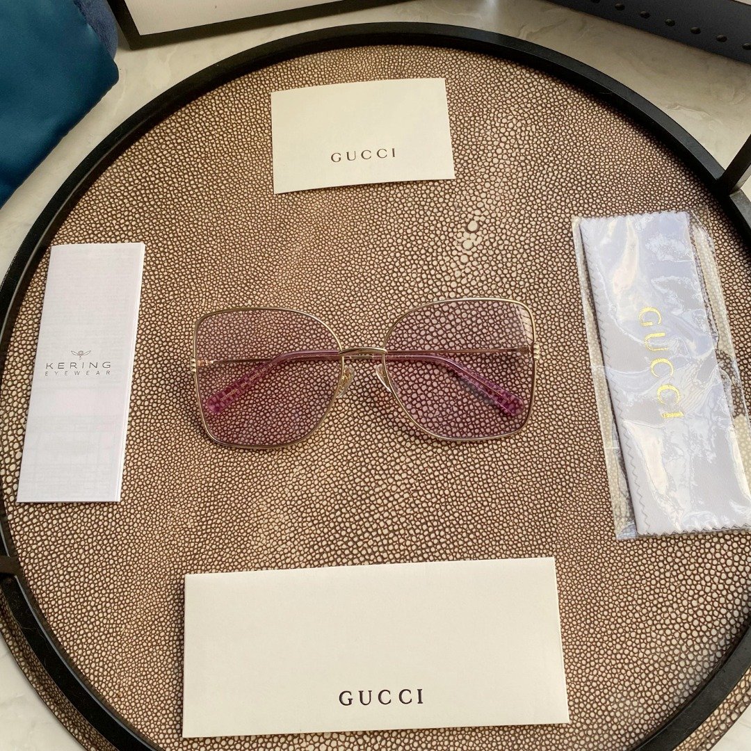 50EB892C-A044-49E7-4A35-D1BD04AA859F.jpg Gradient GG Metal & Acetate Butterfly Sunglasses - Image 1