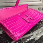 Rose Red Crocodile Leather Replica Hermes Jige Elan 29 Elegant Clutch - Image 2