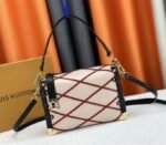 Louis Vuitton Malletage Leather Side Trunk MM In Beige And Red