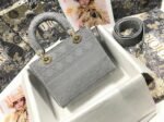 Dior Lady D-Lite Medium Bag Faux in Grey Cannage Embroidered Canvas - Image 8
