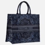 Dior Large Book Tote Bag Fake in Blue KaleiDiorscopic Embroidered Cotton