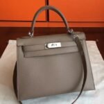 Etoupe Epsom Replica Luxury Hermes Kelly 32cm Sellier Elegant Tote