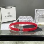 Chanel Red Patent Leather CC Logo Belt