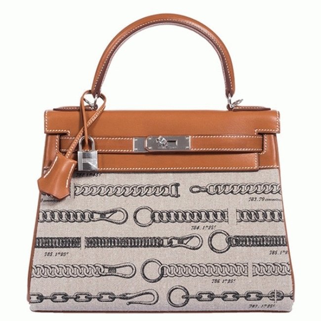 52D8FA27-0F27-B5CB-A32F-EB22DBF40007.jpg De Camp Dechainee Toile Replica Designer Hermes Kelly 28cm Limited Edition - Image 1