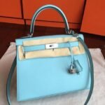 Blue Atoll Epsom Replica Hermes Kelly Sellier 28cm Vibrant Purse