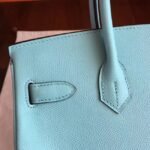Blue Atoll Color Faux Designer Hermes Birkin 35cm Handbag - Image 7