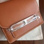 Caramel replica Hermes Mini Sac Roulis handbag - Image 3