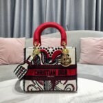 Dior Lady D-Lite Medium Bag Replica in White Multicolor Cupidon Embroidery - Image 4