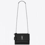 Knockoff Saint Laurent Sunset Medium Chain Bag Noir Calfskin