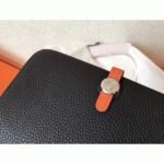 Black orange fake luxury Hermes Dogon duo wallet - Image 5