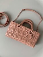 Dior Lady D-Joy Medium Bag Faux in Nude Calfskin with Diamond Motif - Image 9