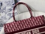 Dior Medium Book Tote Bag Replica in Bordeaux Velvet Oblique Embroidered - Image 4