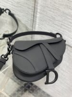 Dior Mini Saddle Bag Replica with Strap in Black Ultramatte Calfskin - Image 4