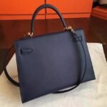 Sapphire Epsom Fake AAA Hermes Kelly 32cm Sellier Handbag - Image 2