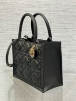 Dior Small Book Tote Bag Fake with Strap in Black - Image 4