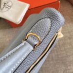 Blue Lin Clemence Fake Hermes Kelly Retourne 32cm Soft Handbag - Image 8