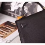 Black Epsom Knockoff Hermes Kelly 20cm Classic Handbag - Image 3