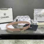 Chanel Red Patent Leather CC Logo Belt