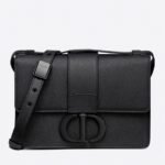 Dior 30 Montaigne Medium Bag Fake in Black Ultramatte Grained Calfskin